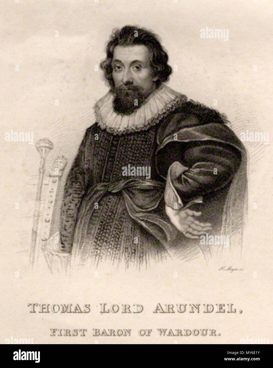 . Inglese: Thomas Arundell, primo Baron Arundell di Wardour (c1560-1639) . pubblicato 1829. Henry Hoppner Meyer, dopo l'artista sconosciuto 12 1stBaronArundellOfWardour Foto Stock