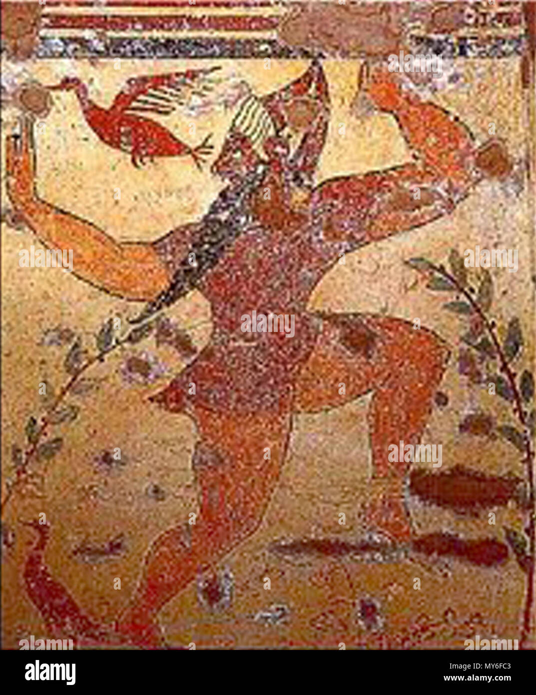 . Inglese: Il Phersu Français : Le Phersu fresque de la La Tombe des Augures Tarquinia . 500 av J.C.. Étrusques 419 Phersu Foto Stock