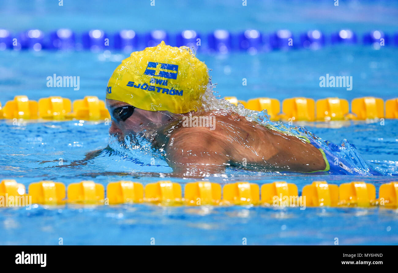 BUDAPEST, Ungheria - 23 Luglio: Sarah Sjostrom della Svezia nelle manche delle donne 100m Butterfly durante il giorno 10 dei Campionati del Mondo di nuoto FINA A Duna Arena sulla luglio 23, 2017 a Budapest, Ungheria. (Foto di Roger Sedres/ImageSA/Gallo immagini) Foto Stock