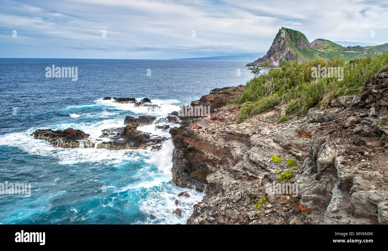 Kahakuloa dal pool di olivina in Maui Foto Stock