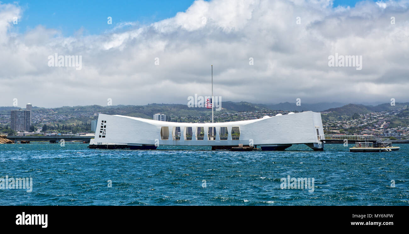 USS Arizona Memorial in Oahu, Hawaii Foto Stock