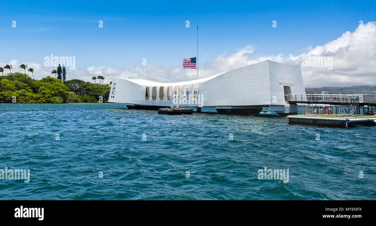 USS Arizona Memorial in Oahu, Hawaii Foto Stock