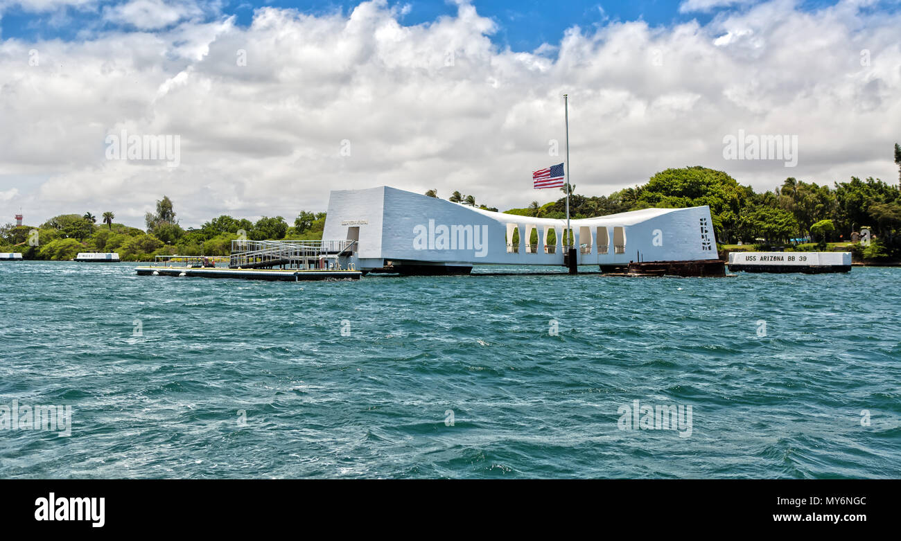 USS Arizona Memorial in Oahu, Hawaii Foto Stock