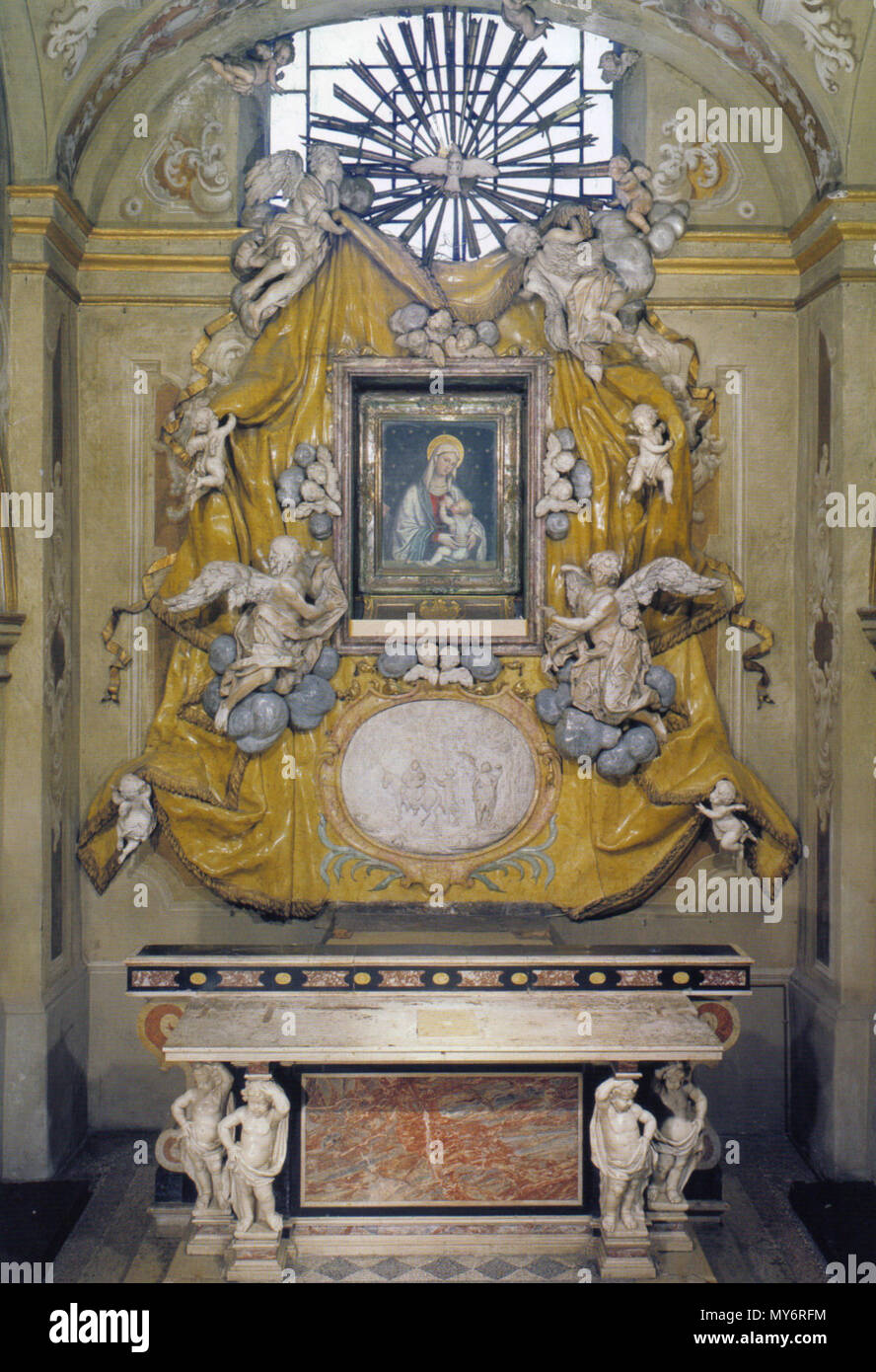 . Italiano: Cappella della Madonna del tabarrino, san Giovanni evangelista, Brescia (alessandro calegari) . 21 febbraio 2013, 22:02:35. Floriano Ferramola 96 Cappella della Madonna del tabarrino Foto Stock