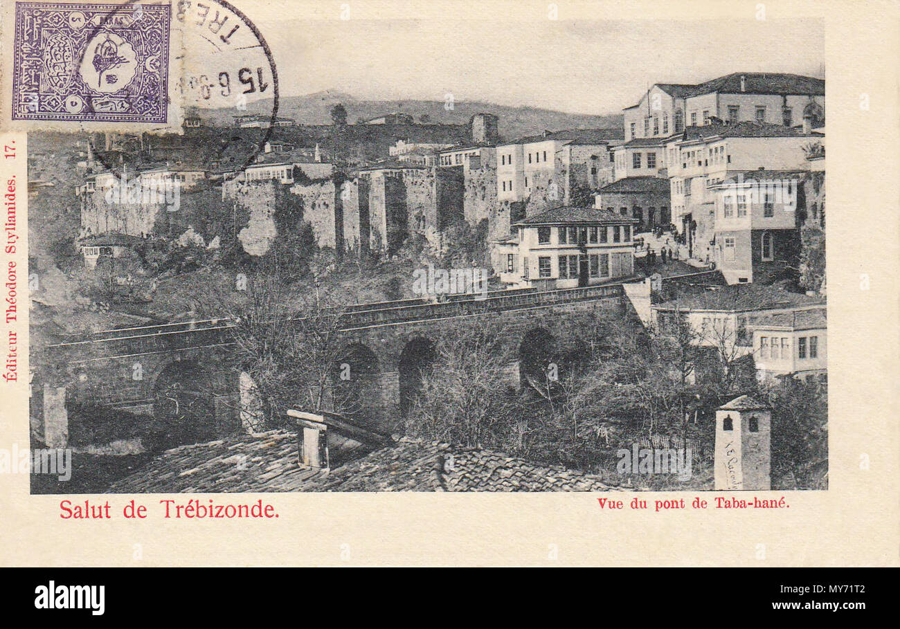 . Inglese: una vista del ponte ad est della vecchia città di Trabzon, Turchia. Il 7 giugno 2014. Teodoro Stylianidis 511 Tabakhane bridge, Trebisonda Foto Stock