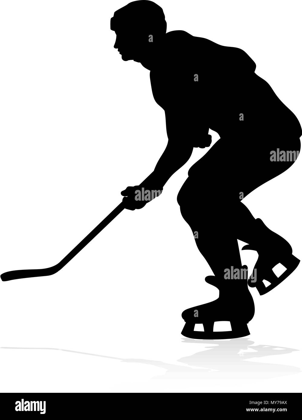 Silhouette Ice Hockey Player Illustrazione Vettoriale