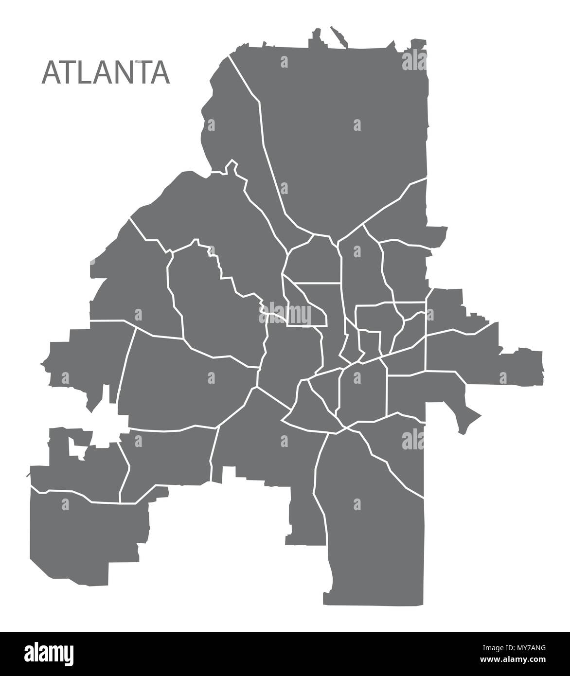 Atlanta in Georgia mappa della città con i quartieri grigio illustrazione forma silhouette Illustrazione Vettoriale