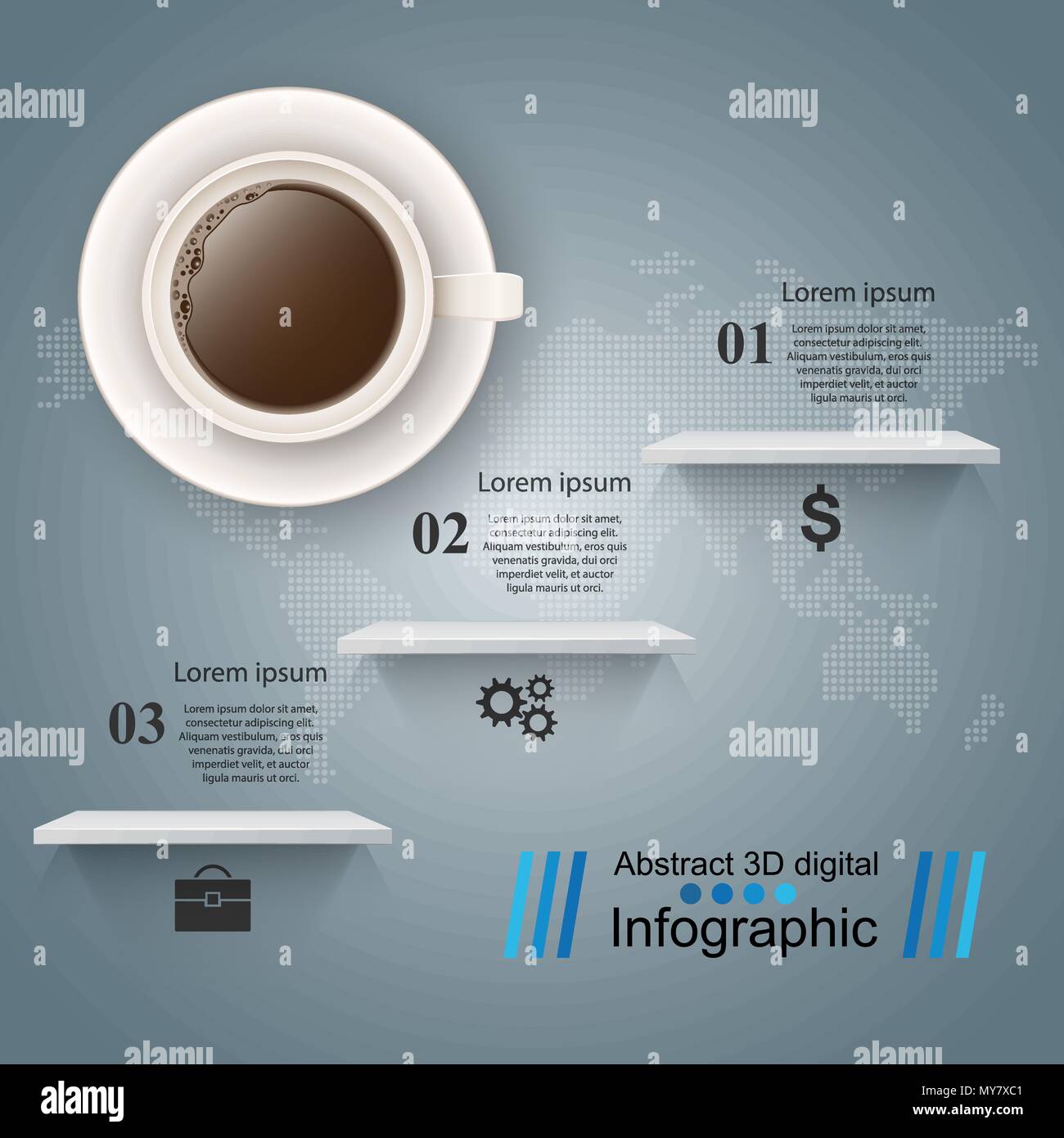 Tazza di caffè, tè e bevande - business ed infografico. Illustrazione Vettoriale