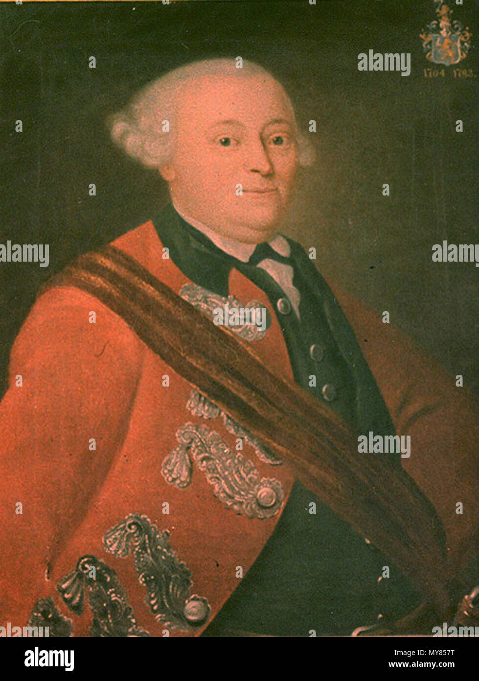 . Inglese: Mathias Leth (1704-1783), Danese nobile proprietario immobiliare e generale. Pittura in proprietà privata. 1700s. Sconosciuto 354 Mathias Leth Foto Stock