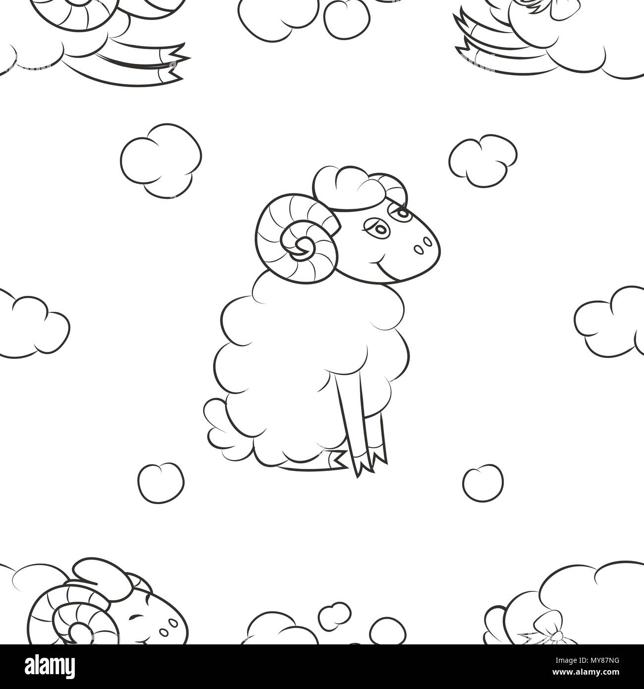 Funny pecore battenti tra le nuvole Illustrazione Vettoriale