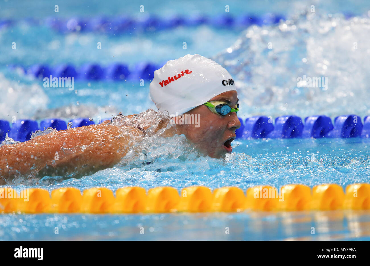 BUDAPEST, Ungheria - 26 Luglio: Liliana Szilagyi di Ungheria nelle manche delle donne 200m Butterfly durante il giorno 13 dei Campionati del Mondo di nuoto FINA A Duna Arena sulla luglio 26, 2017 a Budapest, Ungheria. (Foto di Roger Sedres/ImageSA/Gallo immagini) Foto Stock