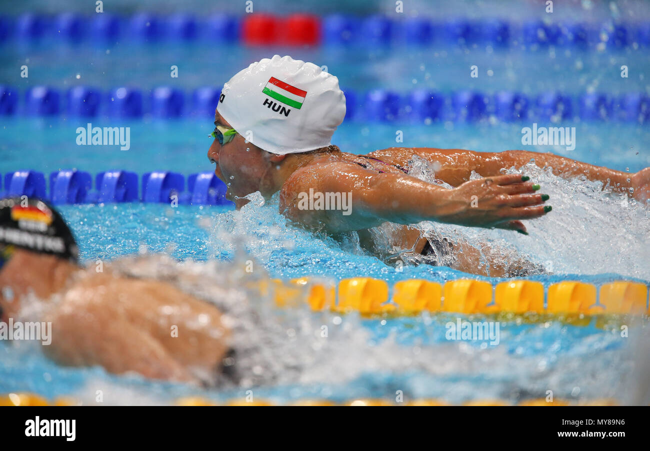 BUDAPEST, Ungheria - 26 Luglio: Liliana Szilagyi di Ungheria nelle manche delle donne 200m Butterfly durante il giorno 13 dei Campionati del Mondo di nuoto FINA A Duna Arena sulla luglio 26, 2017 a Budapest, Ungheria. (Foto di Roger Sedres/ImageSA/Gallo immagini) Foto Stock