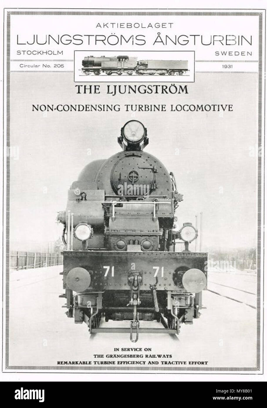 326 Ljungström non condensante locomotiva a turbina Foto Stock