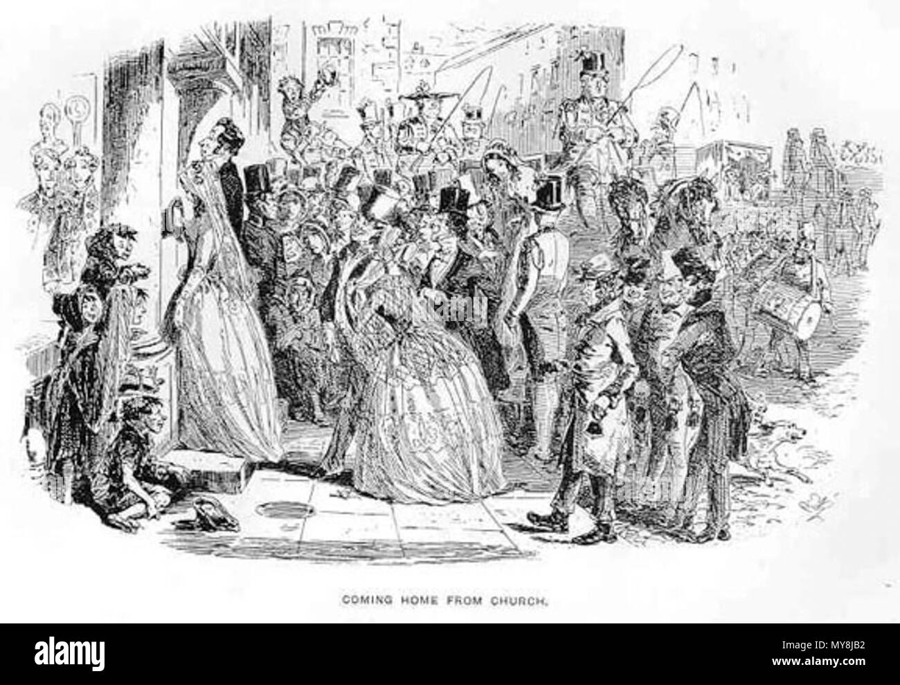 . Français : Dombey e figlio, retour de l'église après le mariage de Dombey et d'Edith (capitolo 31) . 6 ottobre 2005, 17:59:56. Hablot Knight Browne (Phiz) 120 tornando a casa dalla Chiesa (CH 31) Foto Stock