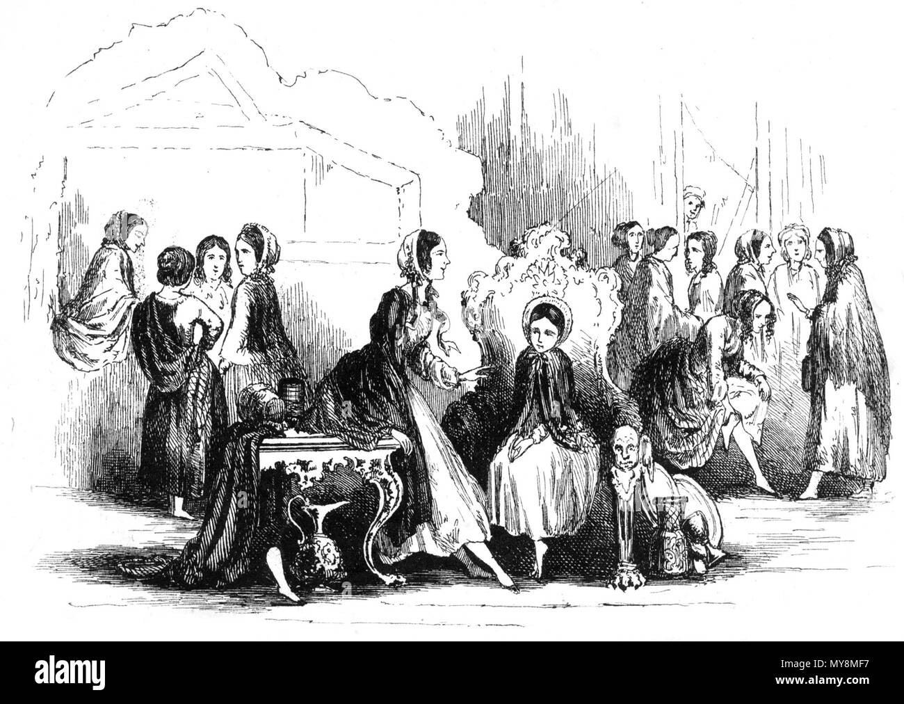 . Charles Dickens: Little Dorrit. Con illustrazioni di H. K. Browne. Tra il 1856 e il 1857. Foto di Hablot Knight Browne (Phiz). 366 Miss Dorrit e Little Dorrit. Dickens Foto Stock