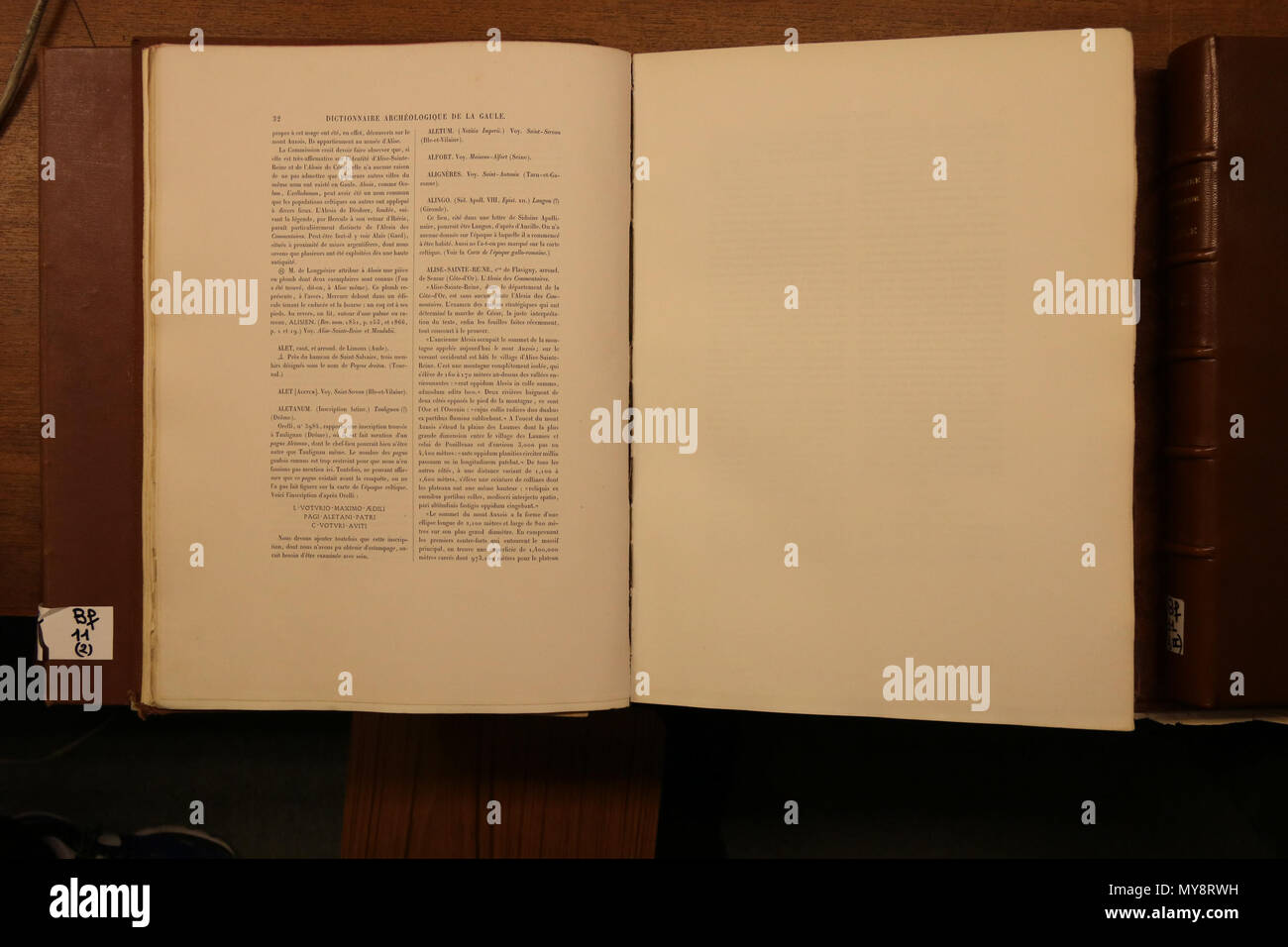 . Français : articolo Alise, Dictionnaire archéologique de la Gaule , publié par la Commissione instituée au ministère de l'istruzione publique et des Beaux-Arts, 1875. Exemplaire du Musée nationale d'Archéologie . 27 Marzo 2017 16:42:50. Commissione de la topographie de la Gaule 130 Dag-Article-Alise Foto Stock