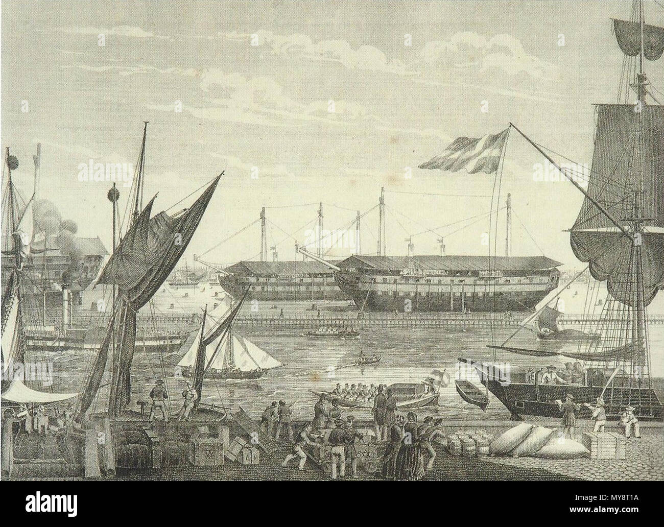 174 Fangeskibe i København 1848 Foto Stock