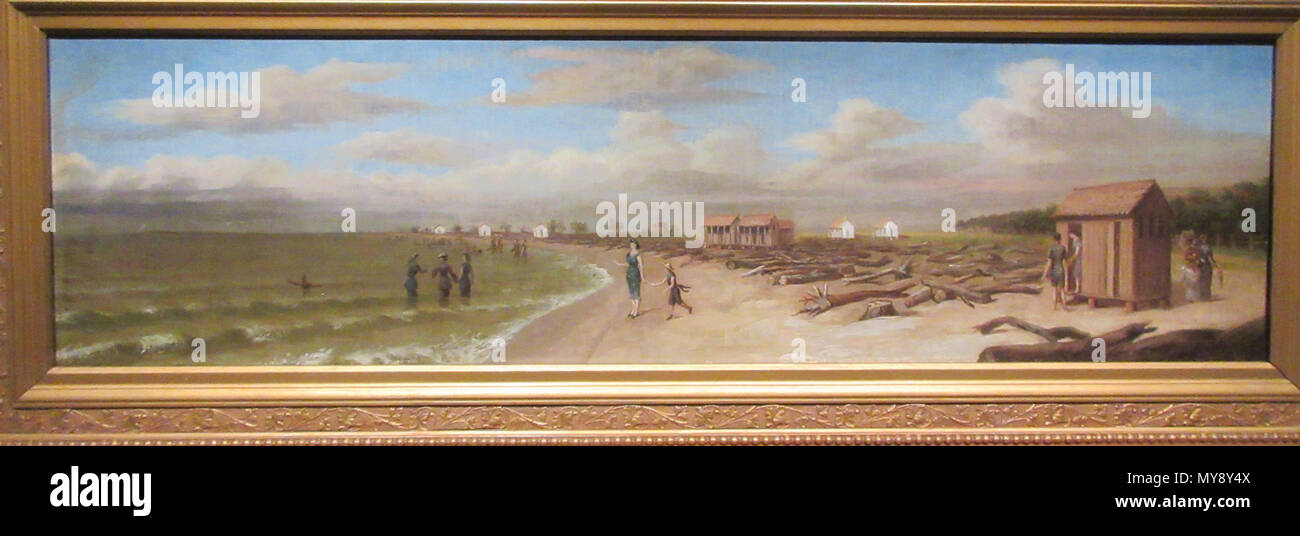 . Inglese: Surf la balneazione a Grand Isle, dipinto da Giovanni Genin (1830-1895), circa 1885-1890. Olio su tela. Raccolta di New Orleans Museo di arte. Il 28 febbraio 2018, 13:33:09. Infrogmation di New Orleans 508 Surf la balneazione a Grand Isle da John Genin - New Orleans Museum of Art Foto Stock