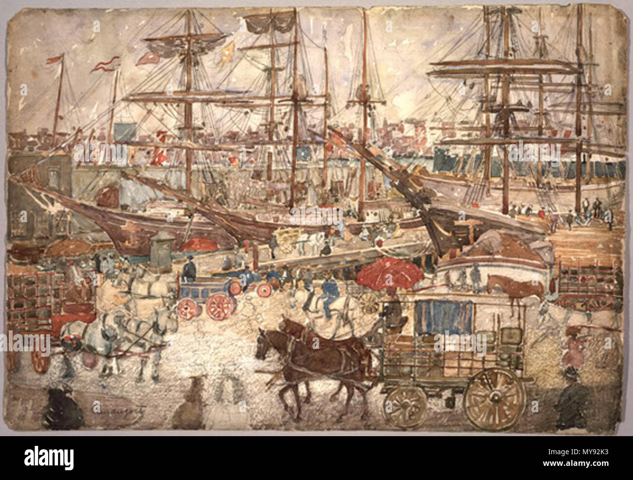 . Docks, East Boston, 1900/1904. Da Maurice Prendergast Brasile. acquerello e grafite su carta intessuta. National Gallery of Art di Washington DC. 1904. Prendergast 10 1904 Docks EastBoston byPrendergast NationalGallery Foto Stock