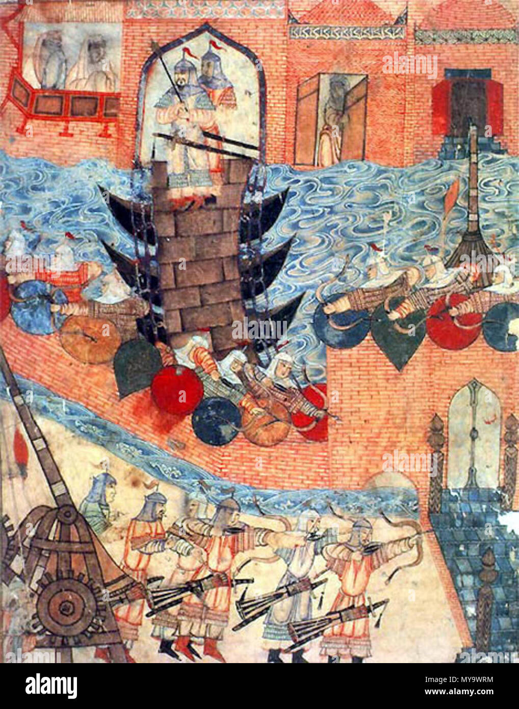 . العربية: حصار مدينة بغداد من قبل المغول عام 1258 ميلادية Inglese: assedio a Baghdad da parte dei Mongoli guidati da Hulagu Khan 1258 Deutsch: Bagdads Eroberung durch die Mongolen unter Chülegü 1258 . circa 1303. 59 sconosciuto Baghdad 1258 Foto Stock