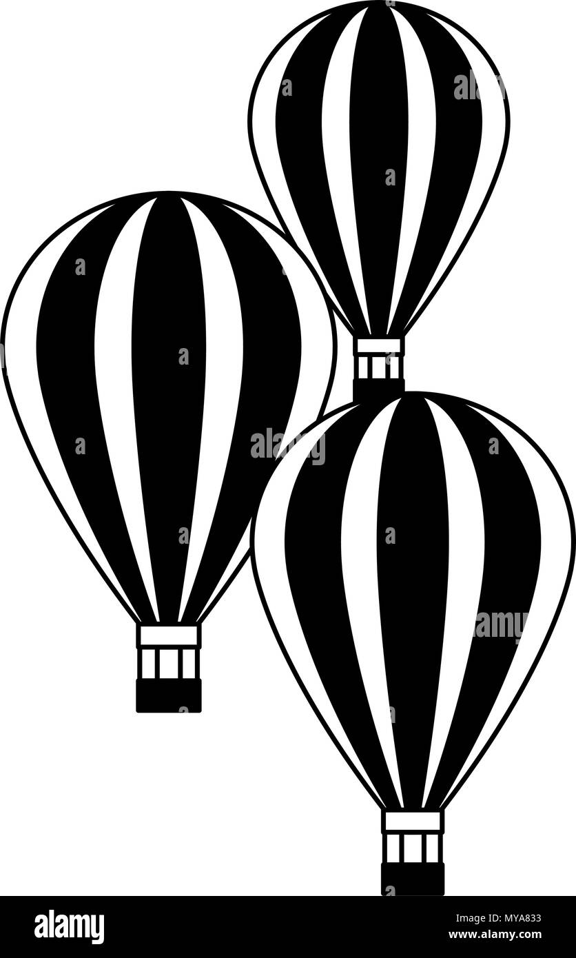 I palloni ad aria calda battenti in bianco e nero Illustrazione Vettoriale