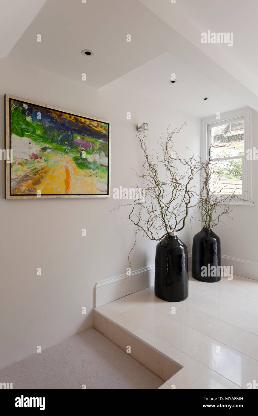 Pittura e piante in vaso Foto Stock