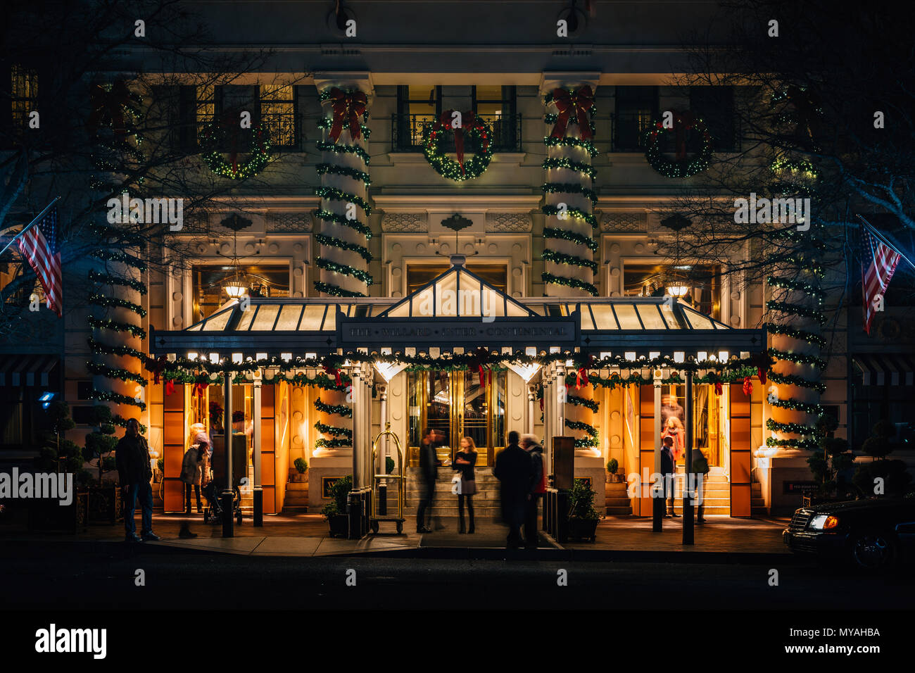 Le decorazioni di Natale al Willard Intercontinental Hotel, nel centro di Washington, DC. Foto Stock