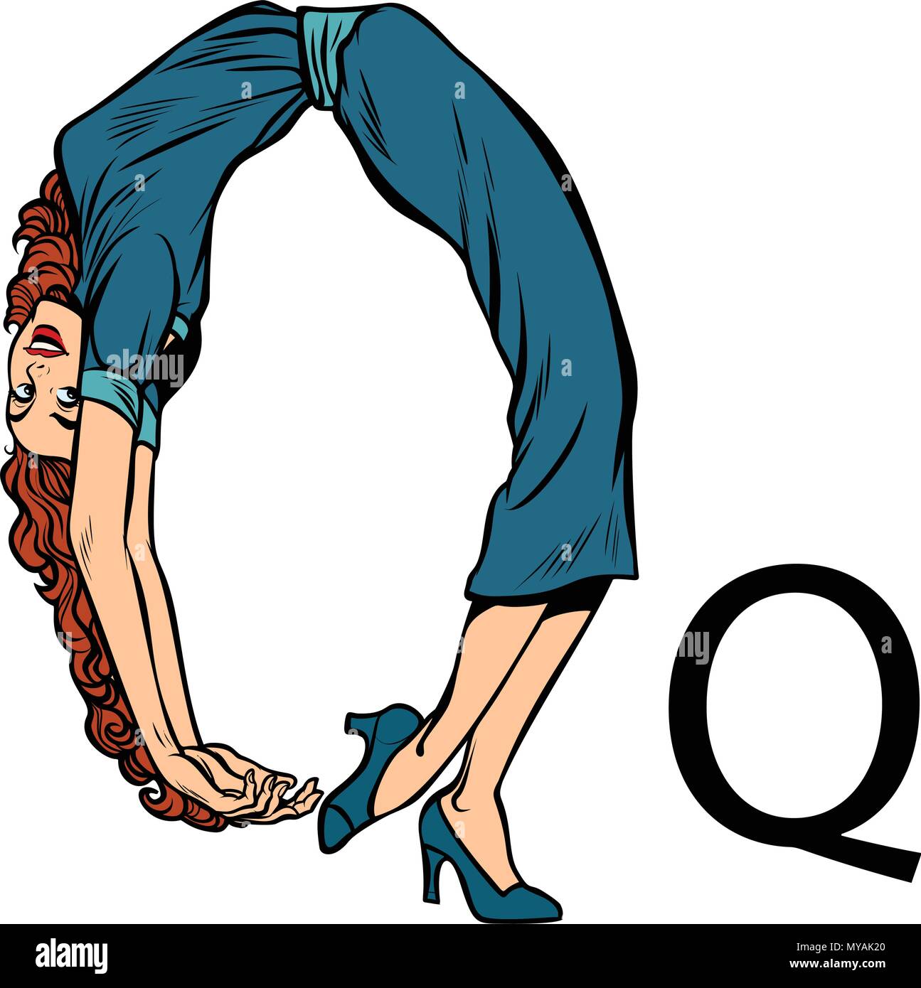 Lettera Q cue. La gente di affari silhouette alfabeto Illustrazione Vettoriale