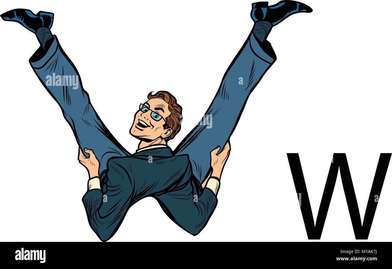 Lettera W doubleu doubleues. La gente di affari silhouette alfabeto Illustrazione Vettoriale