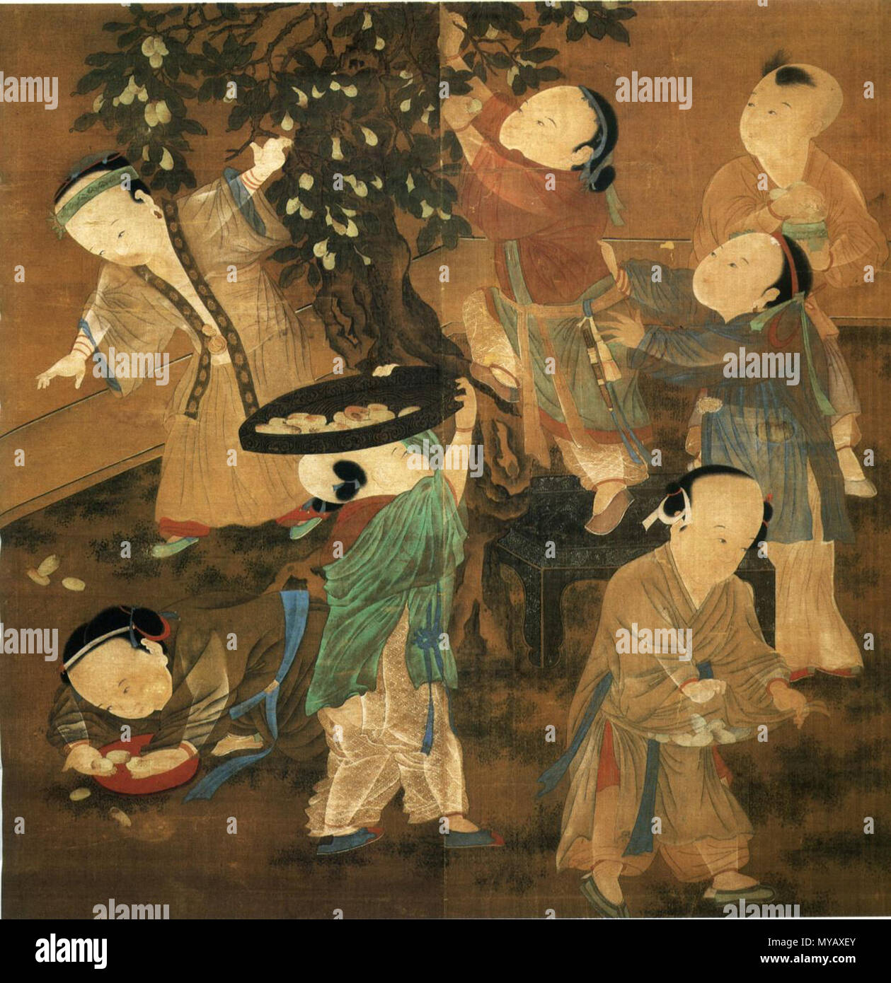 . 中文: 扑枣图 Inglese: assaltando la Jujube Tree . Song Dynasty (960-1279 AD). 52 sconosciuto assaltando la struttura Jujube Foto Stock