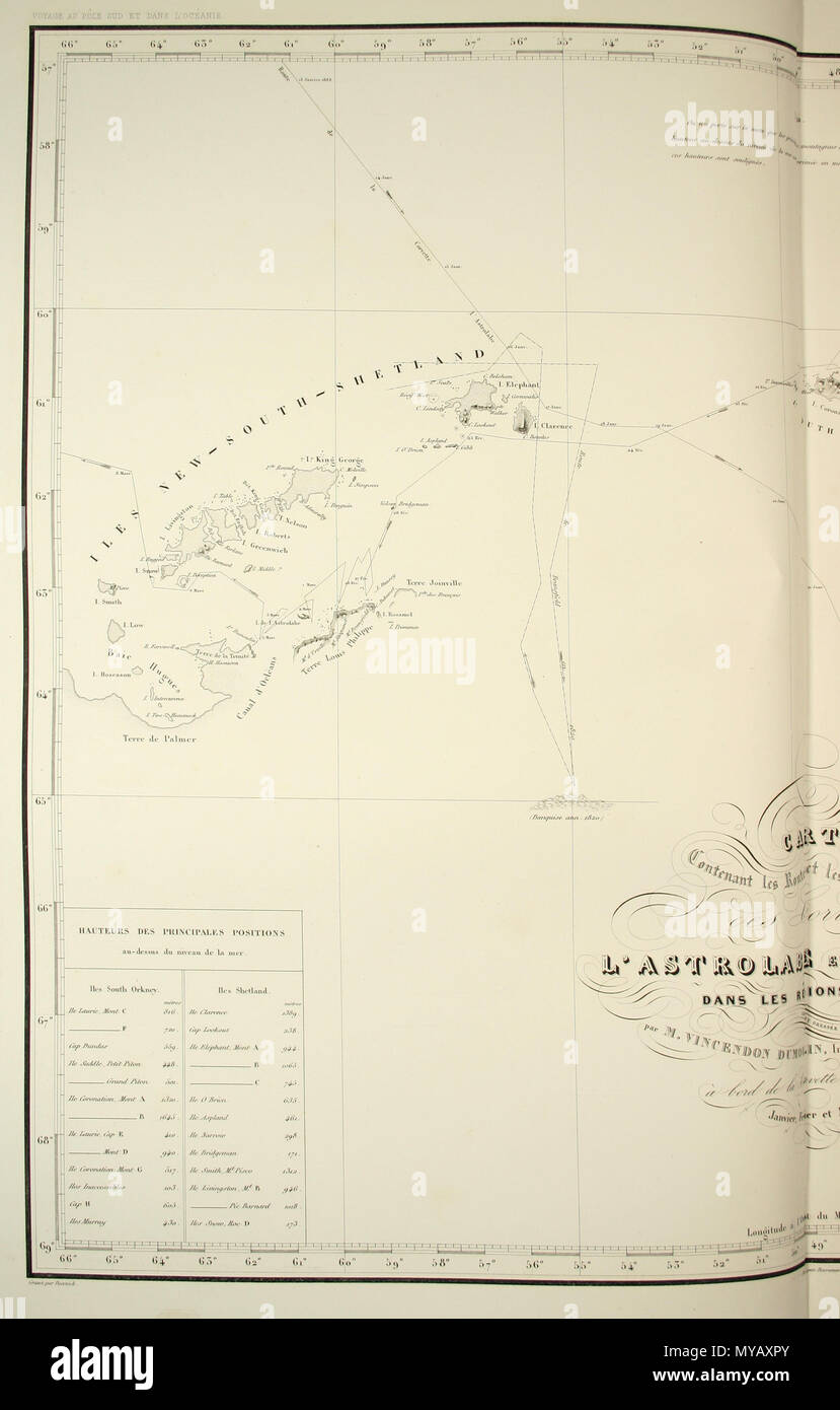 . Atlas e pittoresco, carte des Régions explorées au sud du Cap Horn en 1838. 1846. Vincendon Dumoulin, scansione Jeffdelonge 53 Atlas pittoresco carte 02-GAUCHE Foto Stock