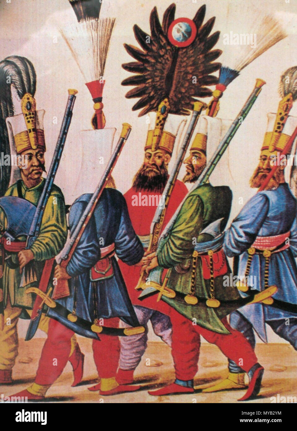 . Il ciambellano del sultano Murad IV con janissaries . Il 19 giugno 2006. G. Jansoone 67 battaglia di Vienna.SultanMurads con janissaries Foto Stock