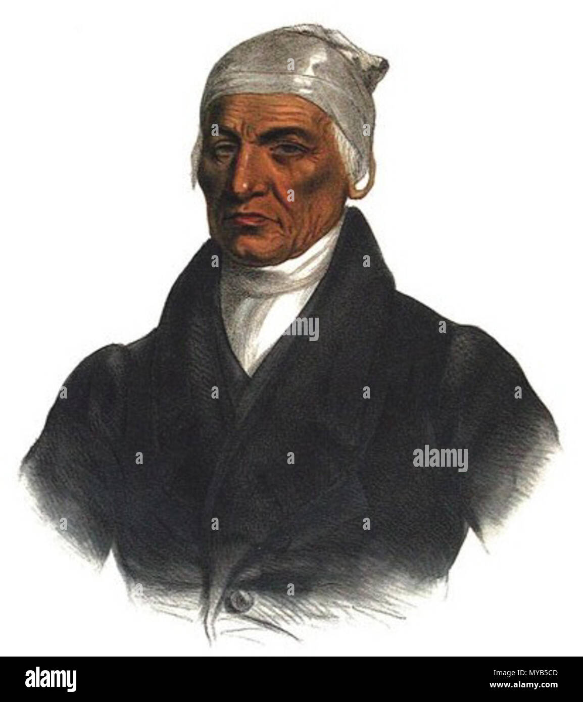 . Ca-Ta-He-Cas-sa, lo zoccolo nero, principale capo dell'Shawannes . Pubblicato in 1836. Artista: King Charles Bird (1785-1862) litografo: Lehman e Duval (George Lehman (d.1870); Peter S. Duval) 76 lo zoccolo nero Foto Stock