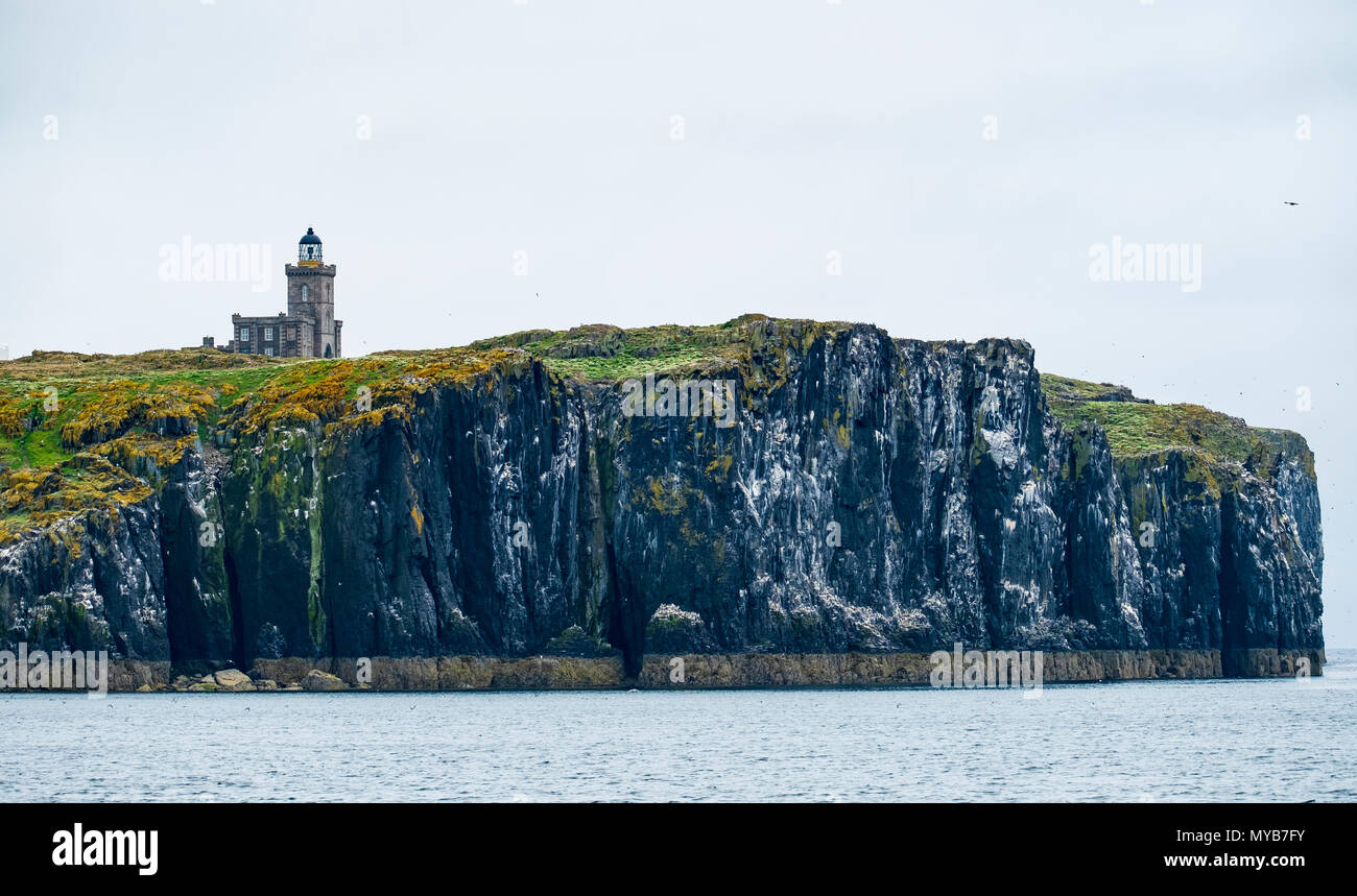 Bassa Luce faro sull isola di maggio Riserva Naturale Nazionale, Firth of Forth, Scotland, Regno Unito Foto Stock