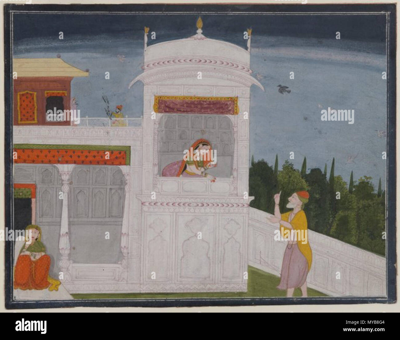 . Il bramino Sudama Rukmini e in un palazzo, pagina dal Sudama episodio di Bhagavata Purana serie . tra 1800 e 1850 88 Brooklyn Museum - Il bramino Sudama Rukmini e in un palazzo pagina dal Sudama episodio di Bhagavata Purana serie Foto Stock
