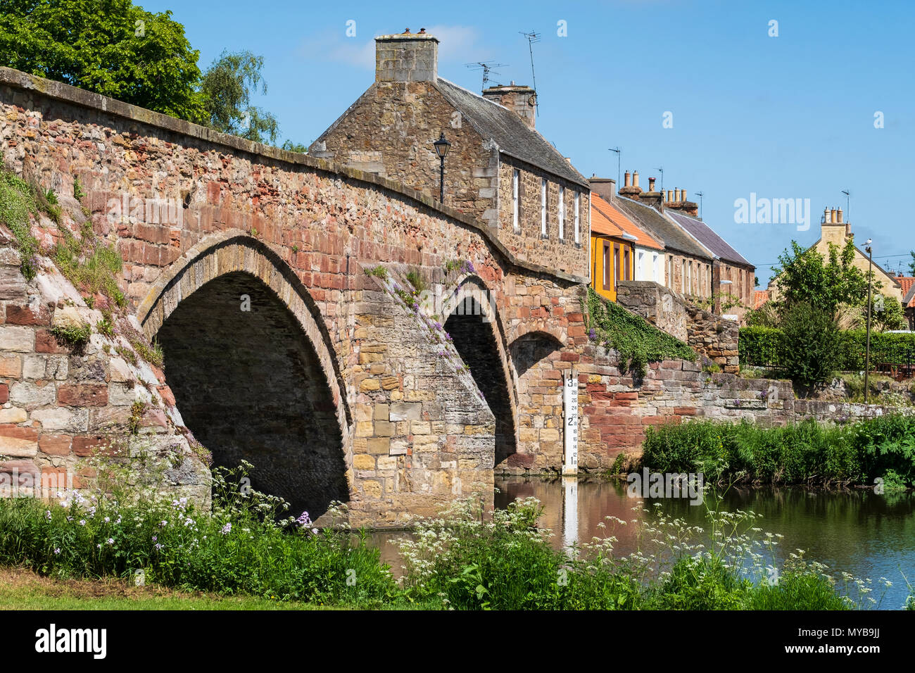 Nungate Ponte e Fiume Tyne a Haddington, East Lothian, Scozia, Regno Unito Foto Stock