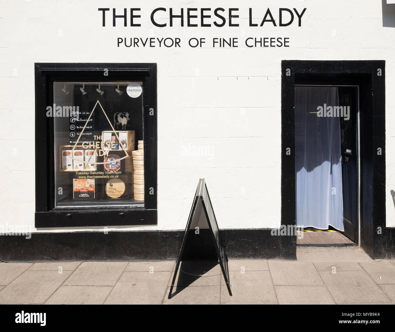 Negozio indipendente, il formaggio Lady, su High Street , Haddington, East Lothian, Scozia, Regno Unito Foto Stock