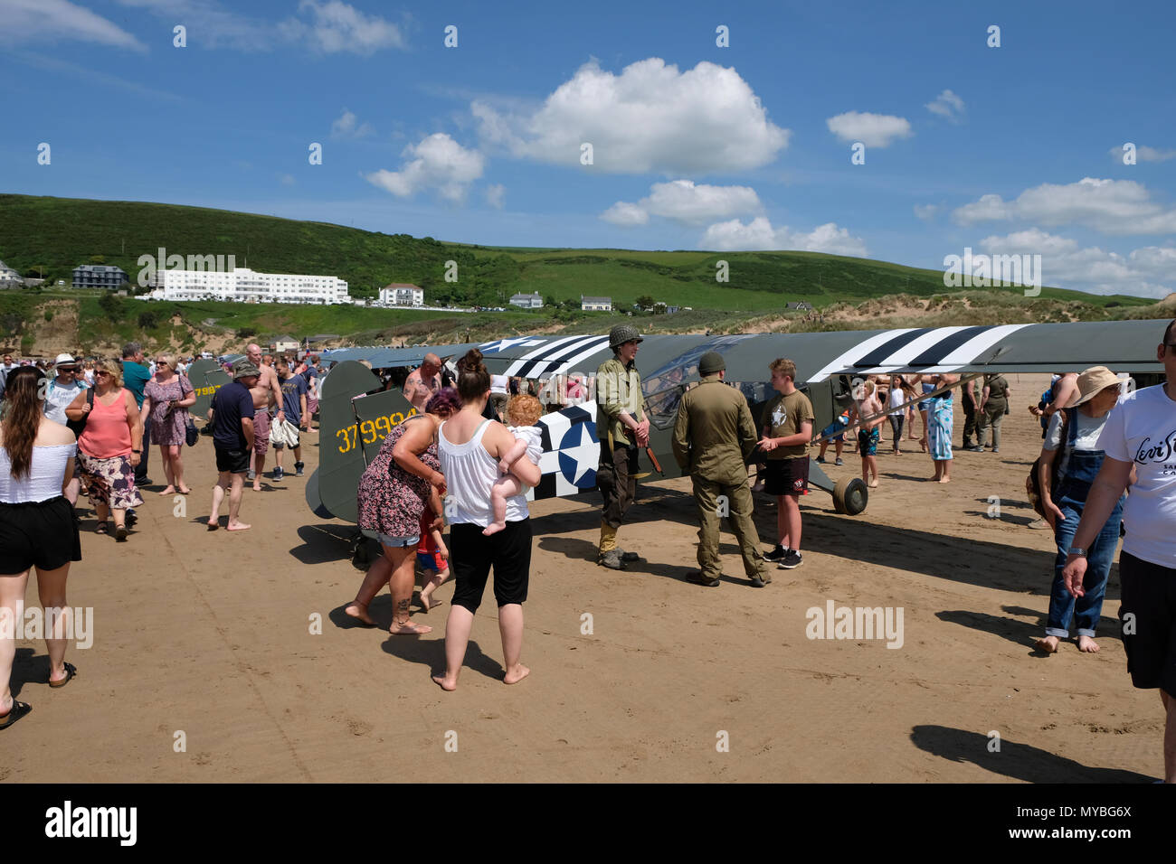 Saunton, Devon, Regno Unito - 2 Giugno 2018: Amici dell'Assalto Training Center ospiterà il settantacinquesimo anniversario della US Assault Training Center in Saunton, REGNO UNITO Foto Stock