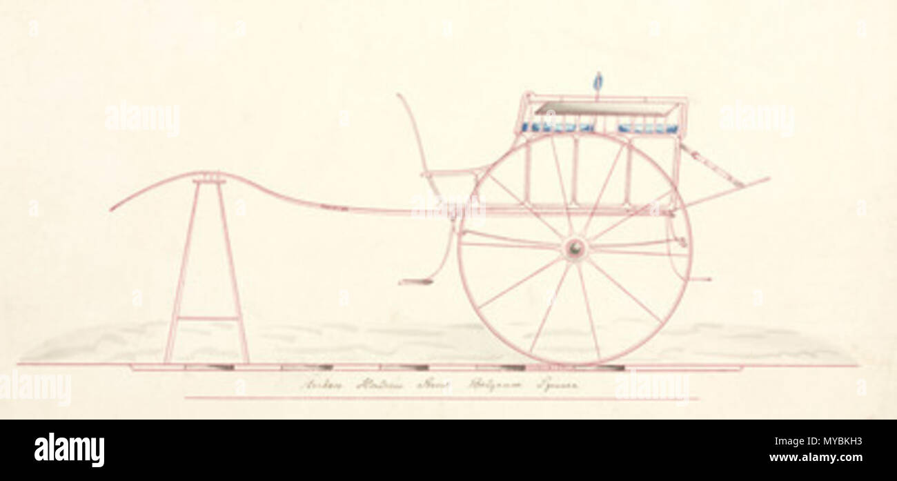 . Disegno, uno dei dieci penna e inchiostro design per carrelli fabbricato da F Stocken, pullman e harnes maker, Londra. Xix secolo. Unattributed 99 Carrello, a metà del XIX secolo (1) Foto Stock
