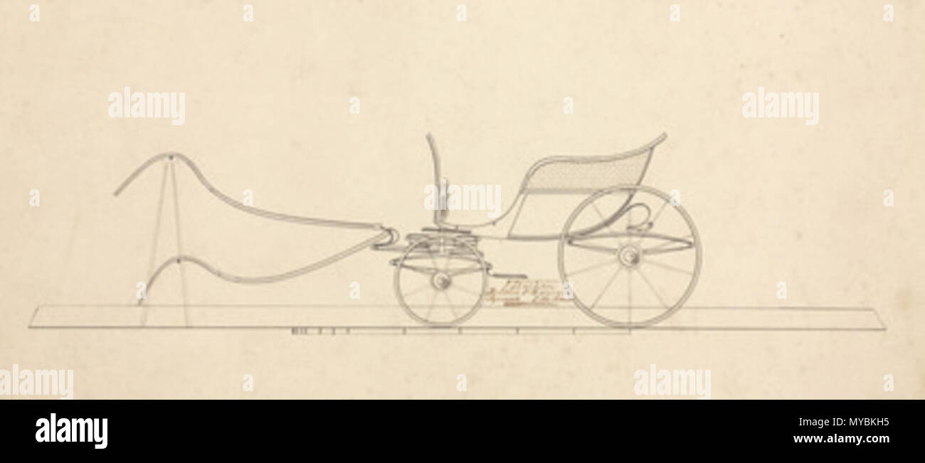 . Disegno, uno dei dieci penna e inchiostro design per carrelli fabbricato da F Stocken, pullman e harnes maker, Londra. Xix secolo. Unattributed 99 Carrello, a metà del XIX secolo (4) Foto Stock