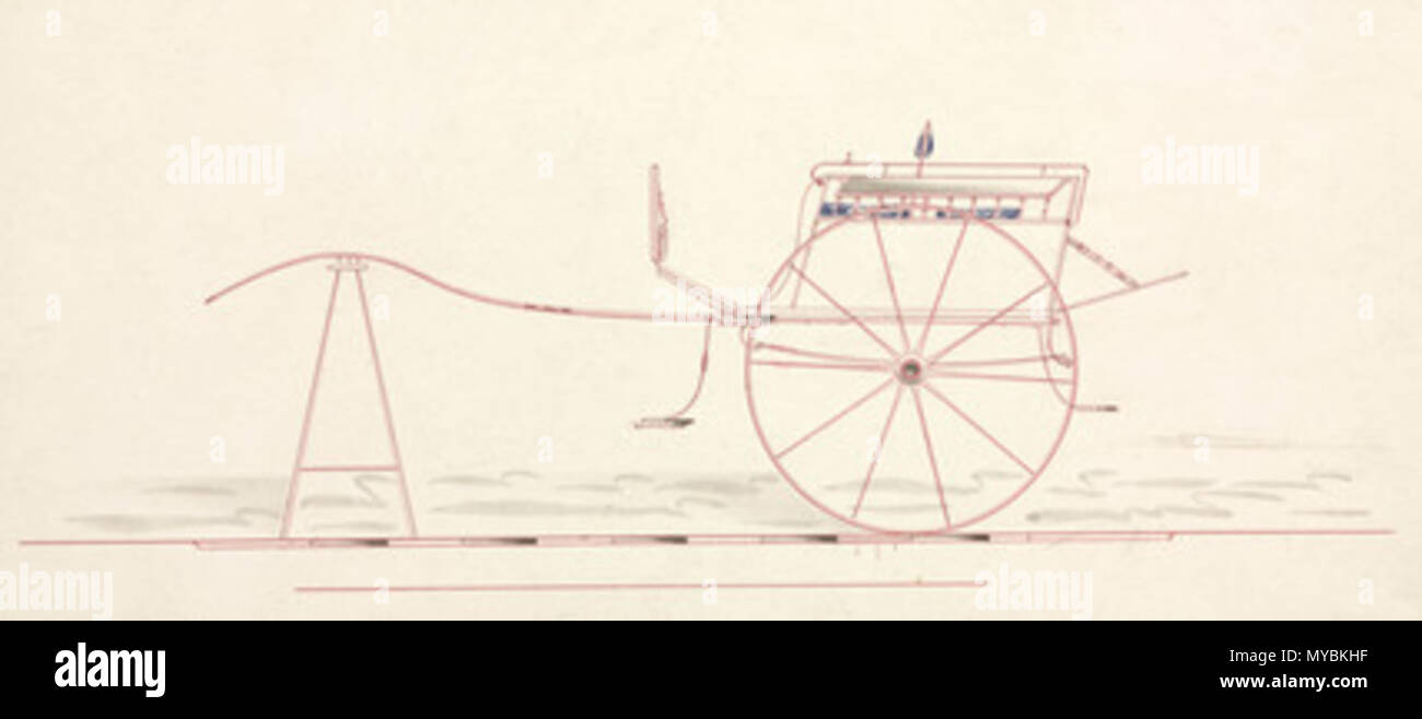 . Disegno, uno dei dieci penna e inchiostro design per carrelli fabbricato da F Stocken, pullman e harnes maker, Londra. Xix secolo. Unattributed 99 Carrello, a metà del XIX secolo Foto Stock