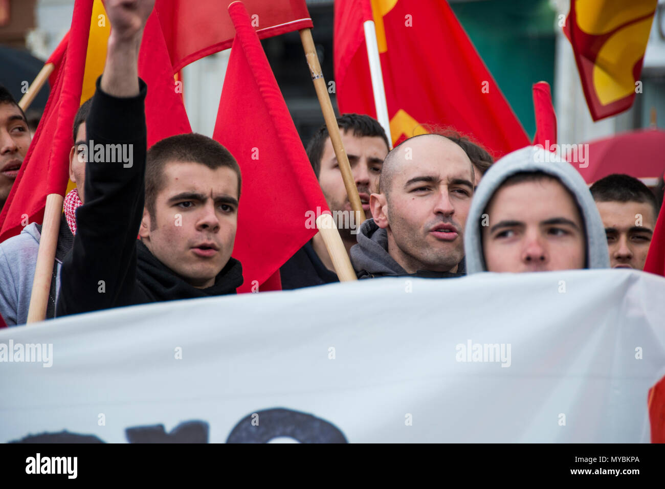 Madrid, Spagna 2013. Dimostrazione di fronte alla folla giorno può protestare Foto Stock