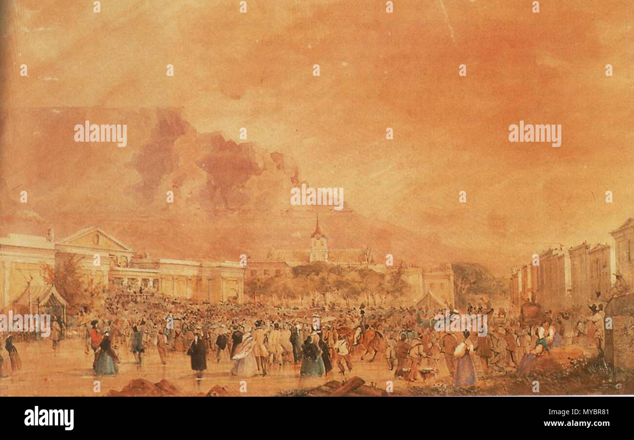 . Inglese: Discorsi e rally contro la creazione di una colonia penale. Cape Colony. La pittura. 1849. T Bowler 1849 96 Cape Town - discorsi sulla crisi trusty da T Bowler1849 Archivi del Capo Foto Stock