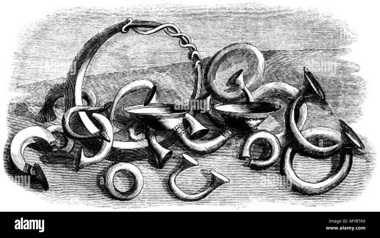 . "Ring-denaro e peculiare della nazioni celtiche, senza dubbio esisteva già in Irlanda precedente alla dominazione dei Romani in Gran Bretagna. Sebbene Cesare dice che gli antichi britannici non aveva coniato il denaro, non vi è sufficiente certezza che essi hanno avuto le loro piastre metalliche per scopi di moneta, essendo tale occasionalmente trovati in inglese carriole. L'anello-denaro (Fig. 69) è stata trovata in grande quantità in Irlanda di bronzo, d'argento e d'oro. Gli anelli variano in peso; ma sono tutte multipli esatti di una unità standard e mostrano che un principio uniforme regolato le loro dimensioni, e che questo è stato det Foto Stock