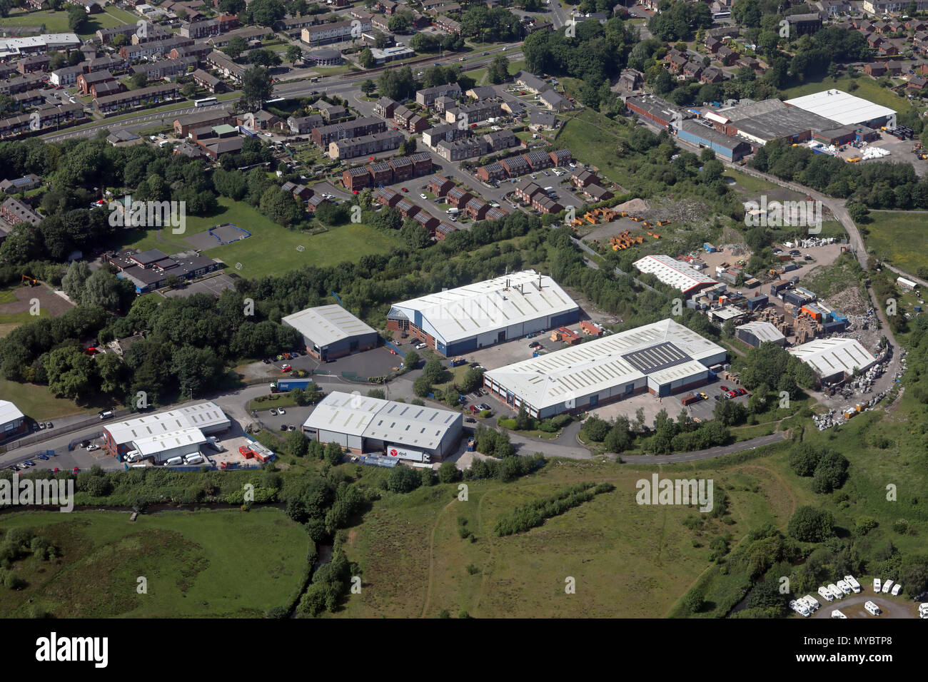 Vista aerea del Smallbridge Business Park, Rochdale Foto Stock