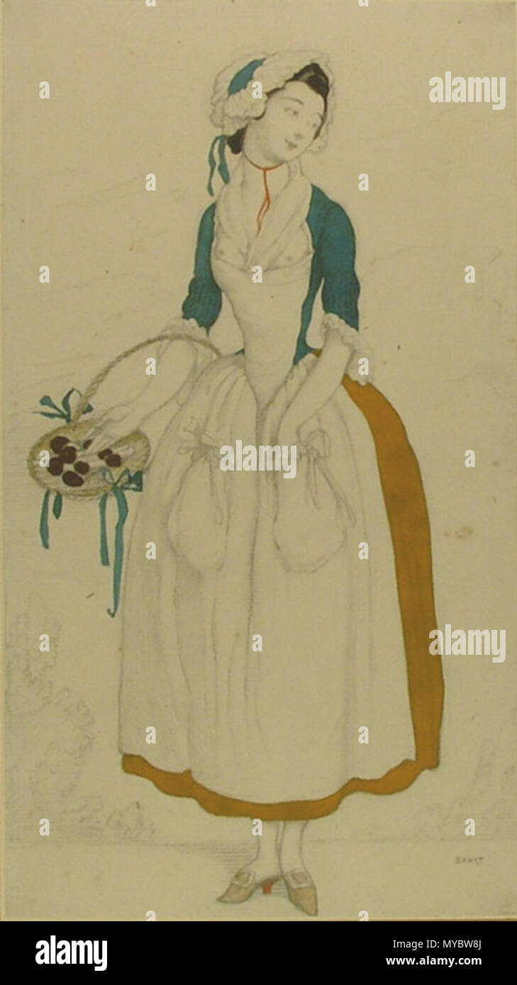 . Léon Bakst (1866 - 1924) Design per un costume di Subrette, 1909 Salmina-Haskell (1989) 3. Gessetto nero e bodycolor on off-bianco di cui la carta. Foglio: 295 x 165 mm. Firmato in grafite in basso a destra: BAKST il museo Ashmolean Museum di Oxford. Dal lascito di Mikhail Vasil'evich Braikevitch, 1949; WA1949.374. 1909. Bakst 507 Subrette da L. Bakst (1909) Foto Stock