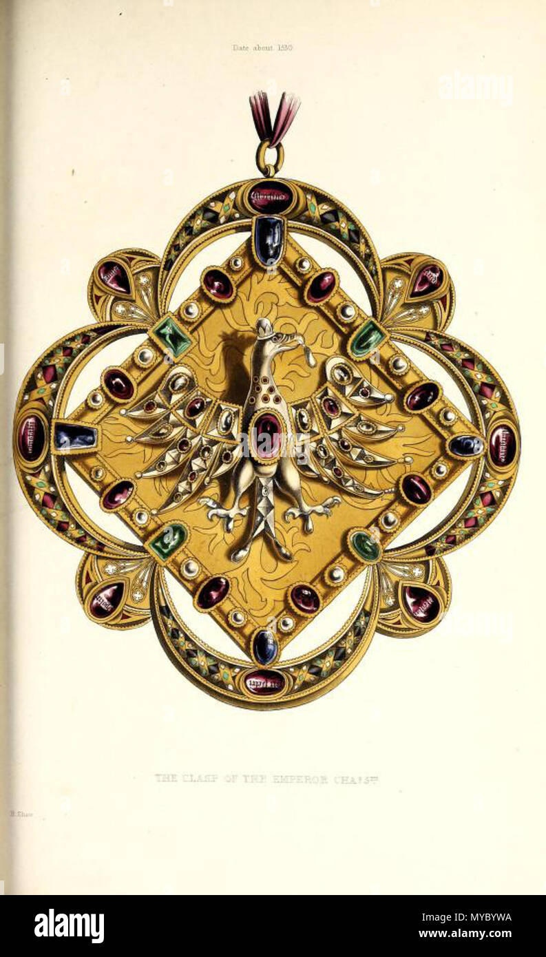 . Čeština: RElikviář se svatováclavskou orlicí, Praha 1350-1375 . 1843. Henry Shaw (1800-1873) 114 Chiusura-reliquiario di San Wencaslaus eagle Foto Stock