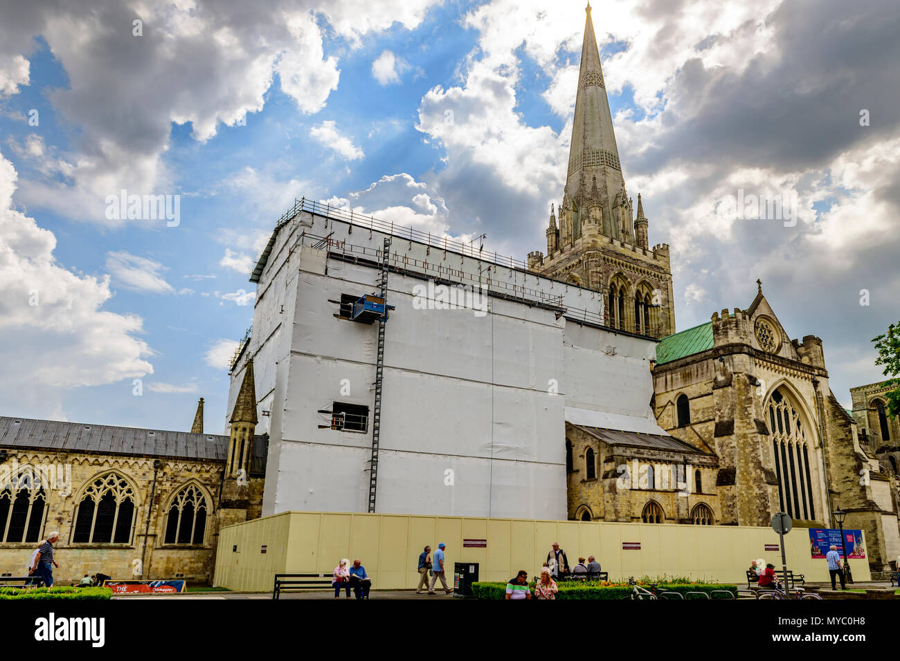 Chichester Cathedral in fase di ristrutturazione Foto Stock