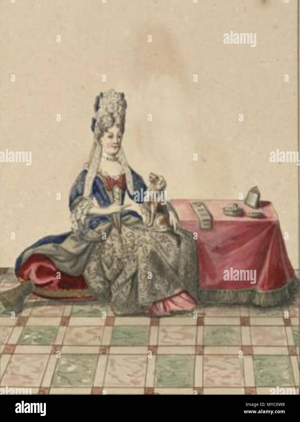 119 disegno colorato di Louise Bénédicte de Bourbon, Duchessa del Maine Foto Stock