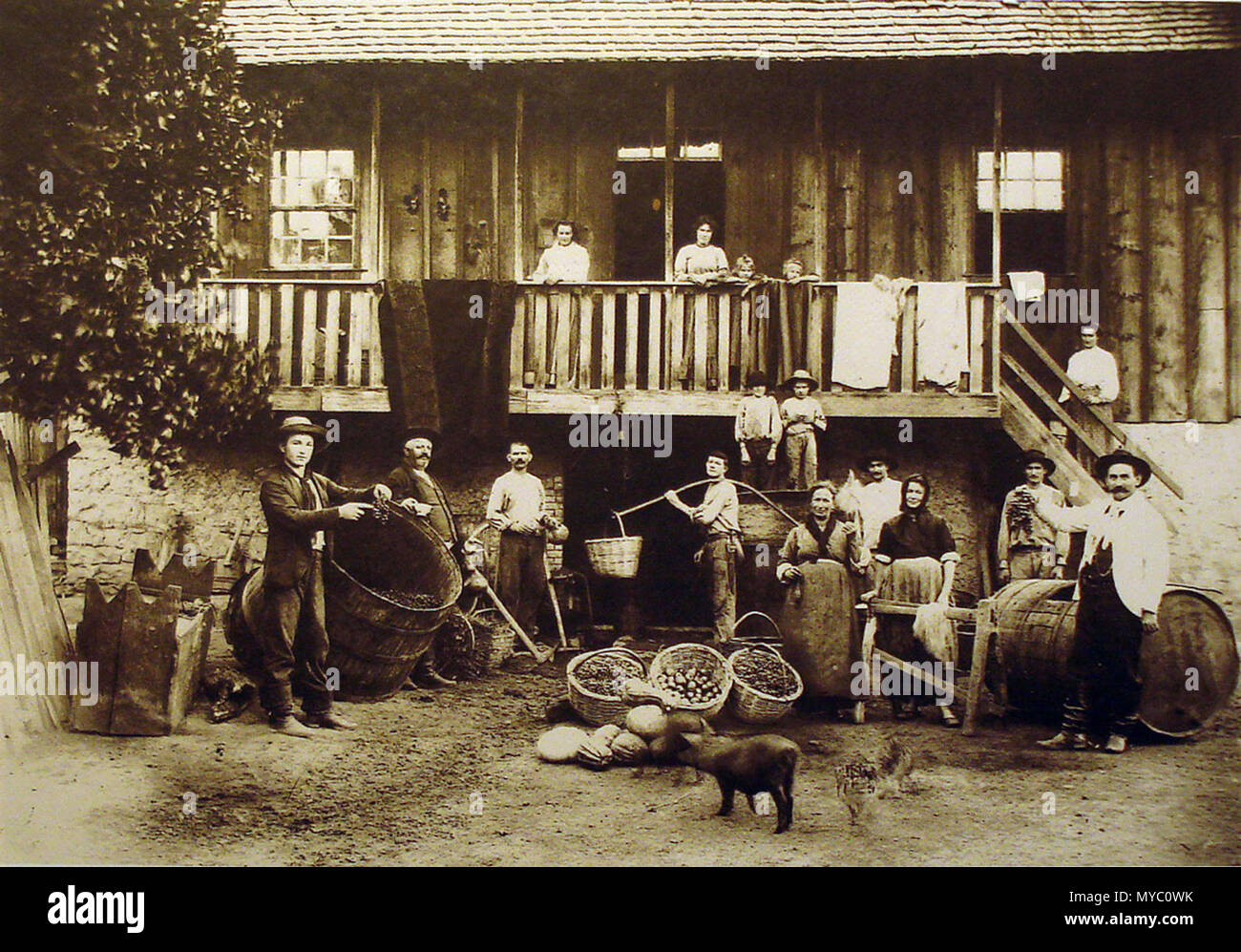 . Retrato da família Boff em sua residência. 1904. Domingos Mancuso 119 Colonos-caxienses Foto Stock